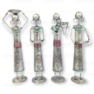 Hand Painted WORKER LADY (Set of - 4) SILVER