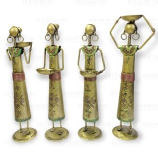 Hand Painted WORKER LADY  (Set of - 4) GOLD