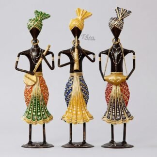 HOUSMART™ Musical Sardar Set of 3 Handcrafted Rajasthani Musician Figurines - Black