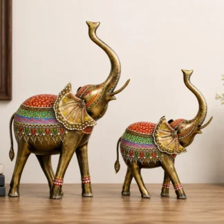 HOUSMART™ Handcrafted Elephant Figurine Set Of 2 - Metal